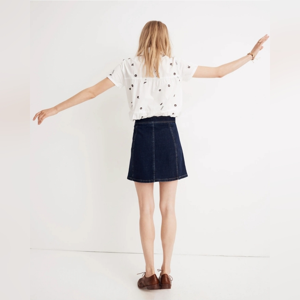Madewell "Stretch Denim A-Line Mini Skirt: Button-Front Edition" Women's Size 4 - Picture 2 of 10